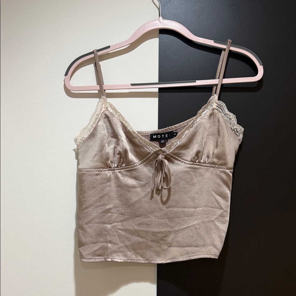 Motel Rocks Beige Satin Lace Cami